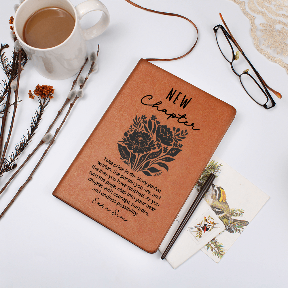 New Chapter Linocut Flower Journal Personalized Retirement Gift for Her Notebook Milestone Gift for Mom Grandma Wife Best Friend Sister