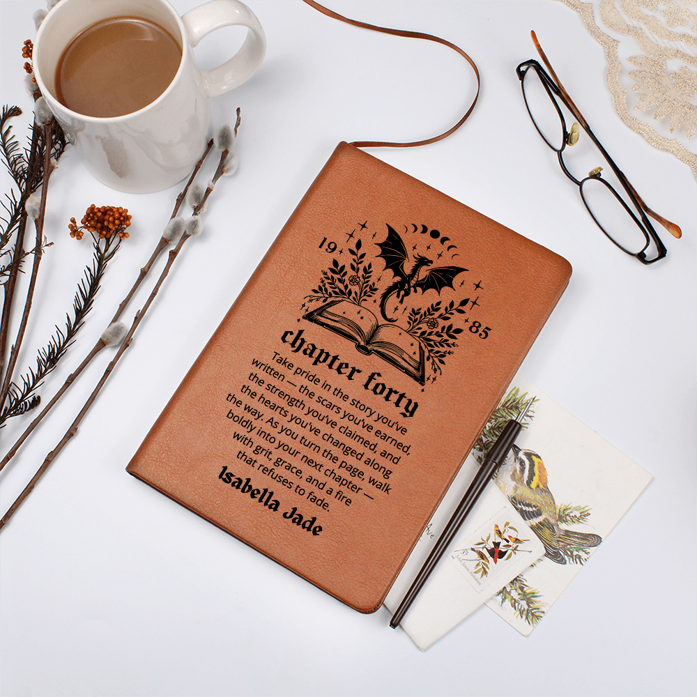Chapter Forty Custom Journal, Bookish Fortieth Birthday Gifts, Personalized 40th Birthday Name Book, Coworker Friend Birthday Gifts for Her