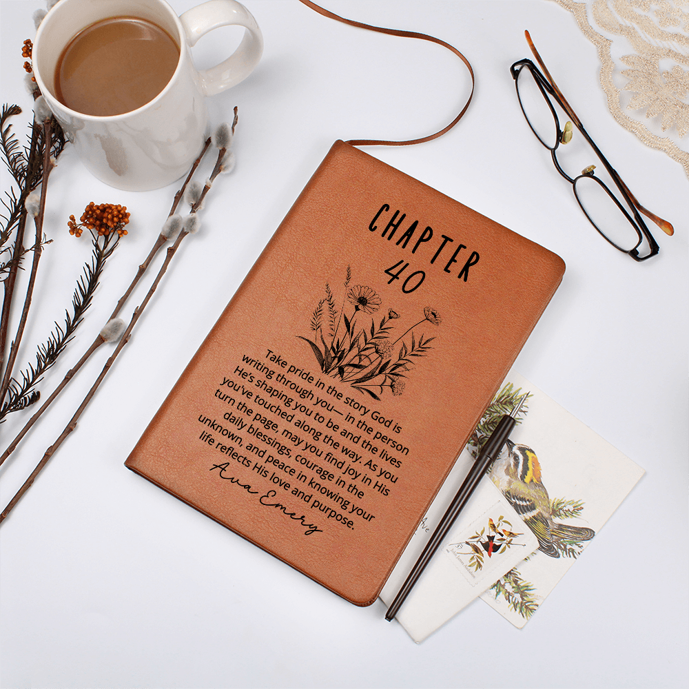 Chapter 40 Birthday Gift for Her – Christian Journal with Name – Personalized 40th Birthday Keepsake – Faith Milestone Gift for WomenPersonalized