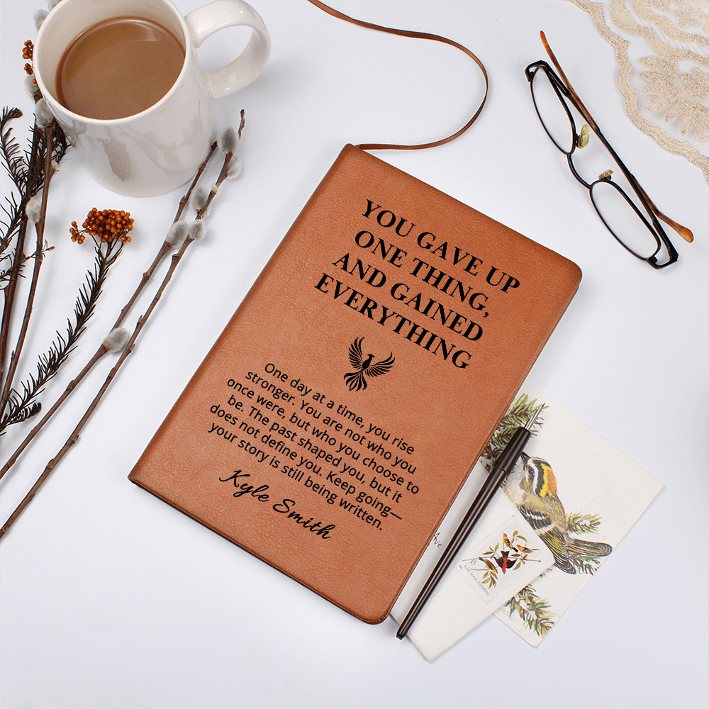 Sobriety Gift Journal with Phoenix | Personalized Vegan Leather Notebook | Recovery Milestone Gift | Inspirational Encouragement Gift