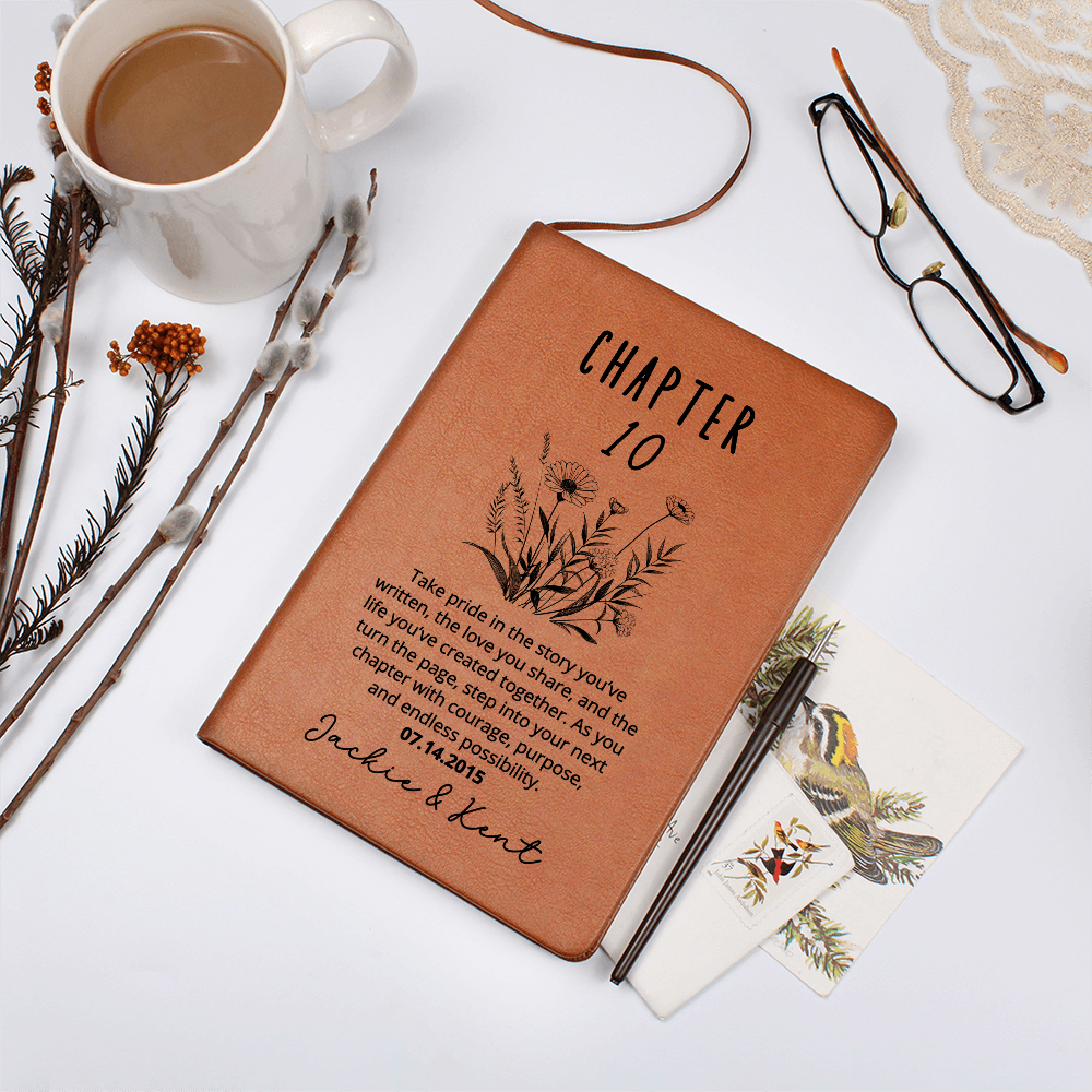 Personalized Anniversary Journal Custom Vegan Leather Memory Book 3rd 5th 10th 25th Anniversary Gift for Couple, Husband, Wife, Him, Her