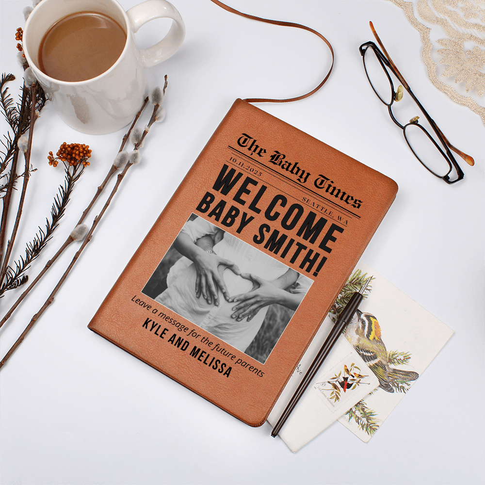 Baby Shower Guest Book- Welcome Baby Journal- Custom Guest Book- Personalized Name Journal- Wishes for Baby- Advice for Parents- Baby Advice