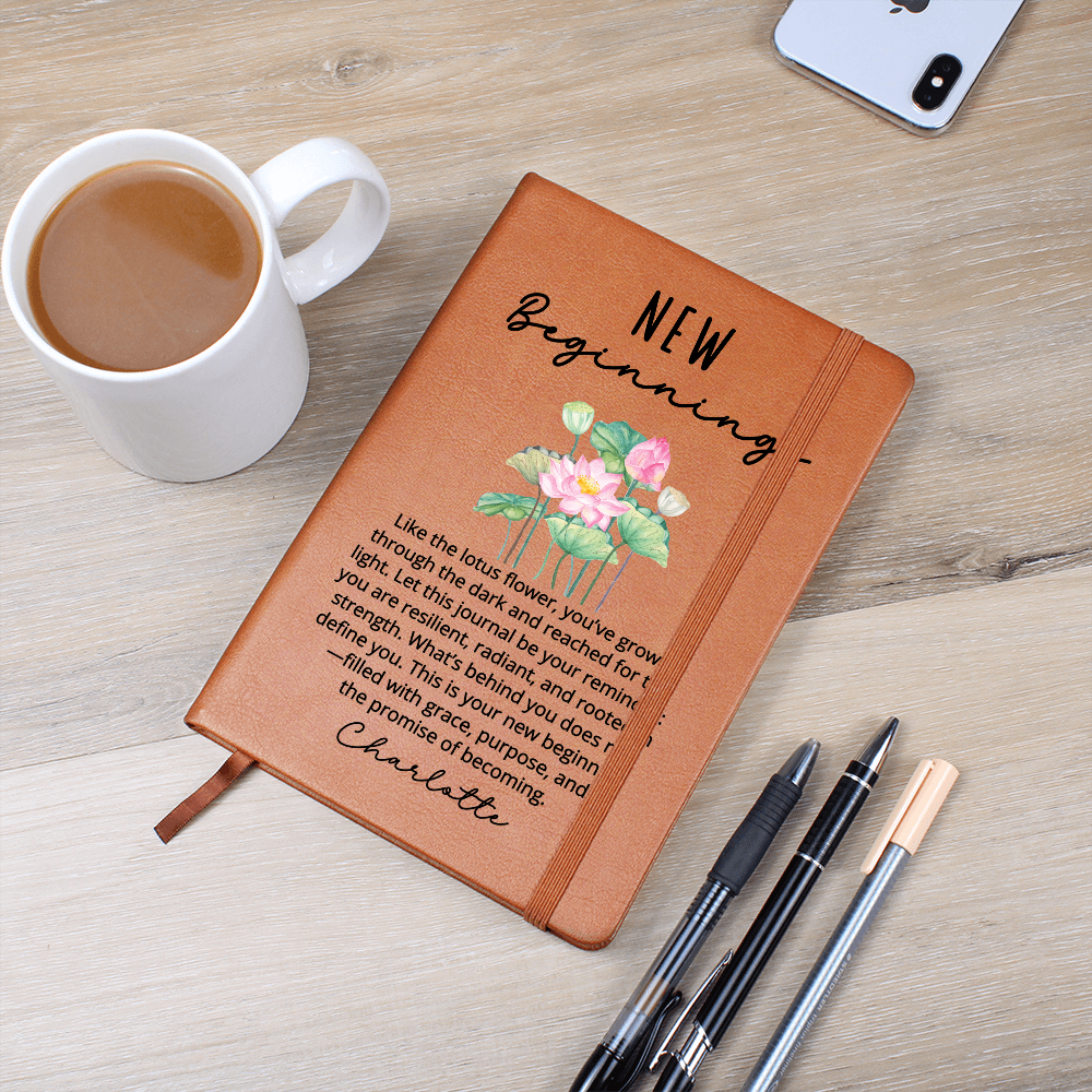 Personalized Lotus Flower Journal for Her – New Chapter Encouragement Gift – Divorce, Healing, Self Love, Recovery, Starting Over Notebook