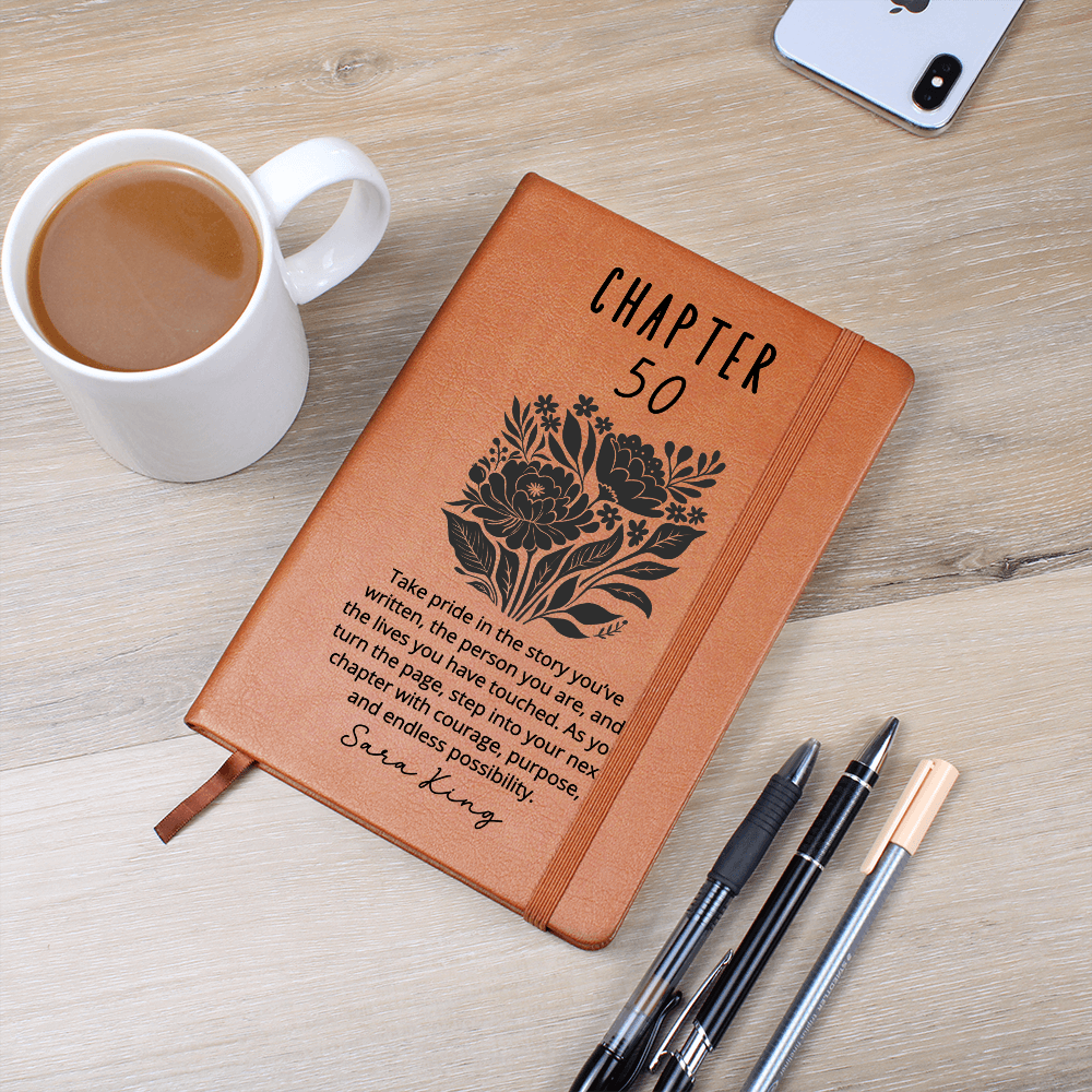 Linocut Chapter 50 Journal Personalized 50th Birthday gift for her, Notebook for turning 50, Milestone journal for best friend Sister Daughter