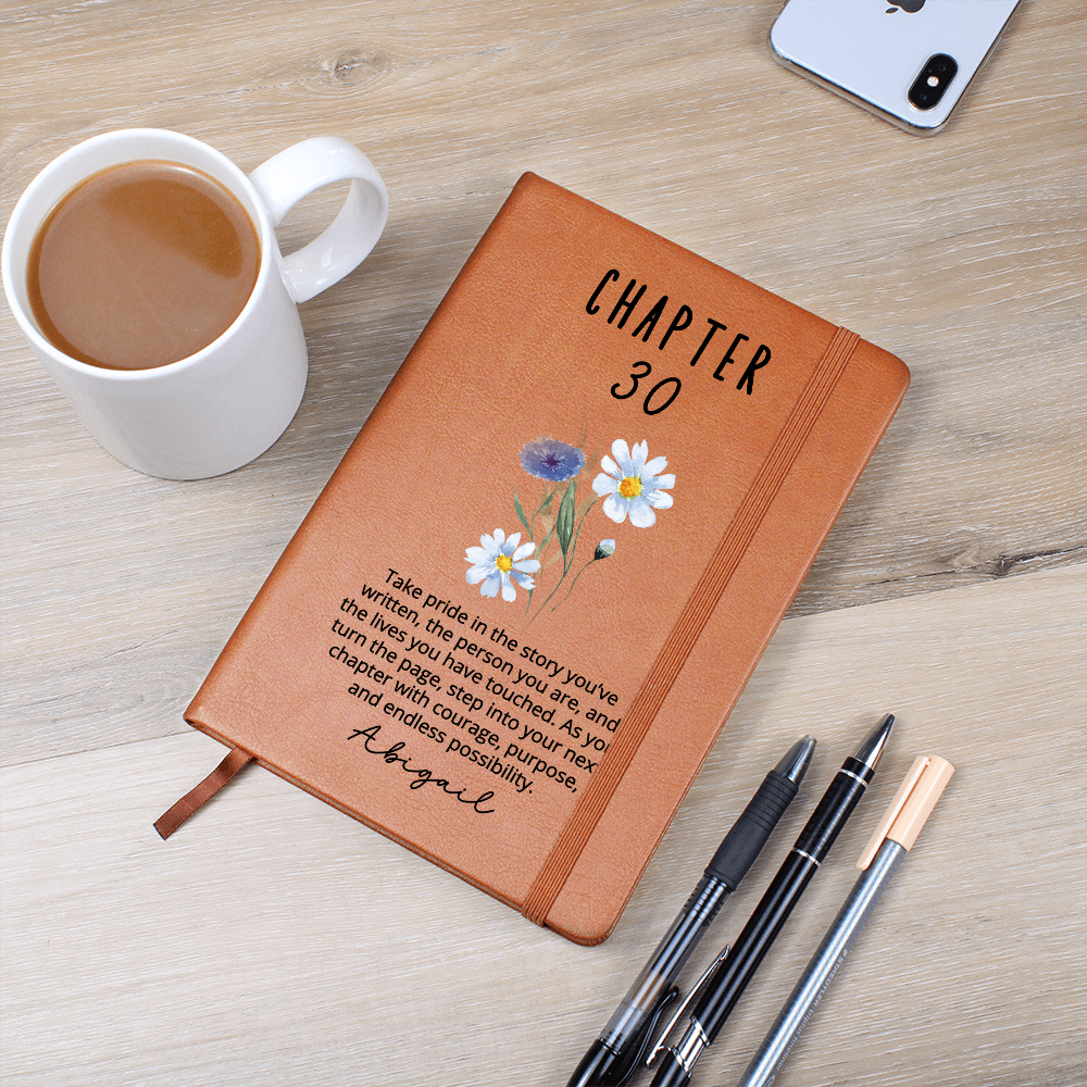30th Birthday Gift, Chapter 30 Name Journal, 30 Years Old, Turning Thirty Notebook, 30 Years Old Gift for Her Friend Daughter Sister