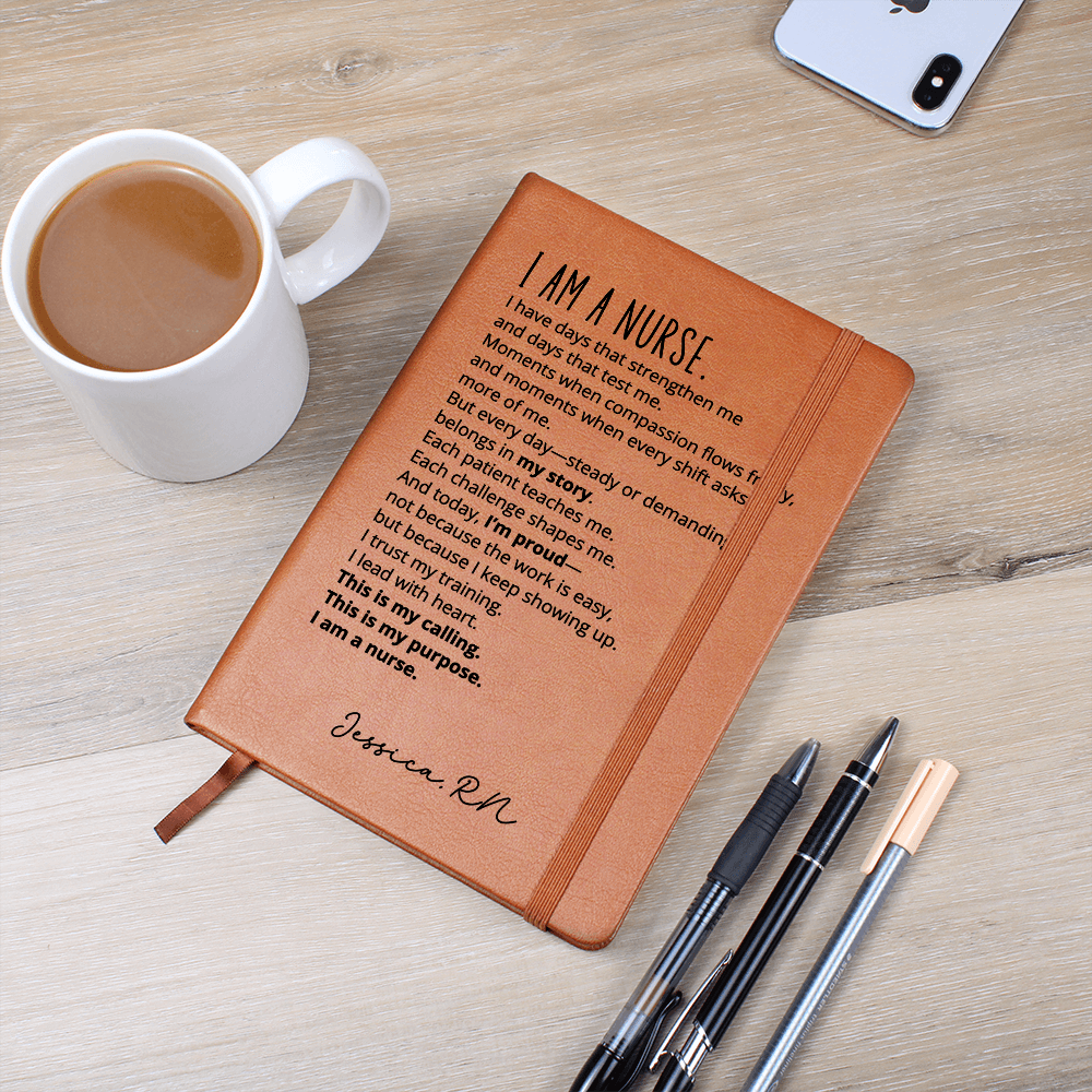 Personalized Name Nurse Gifts Vegan Leather Journal