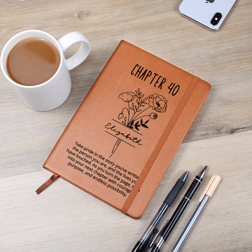 40th Birthday Gift for Her or Him-Chapter 40 Name Journal Birth Month Flower Notebook, Personalized Birthday Gift for 40 Year Old Daughter