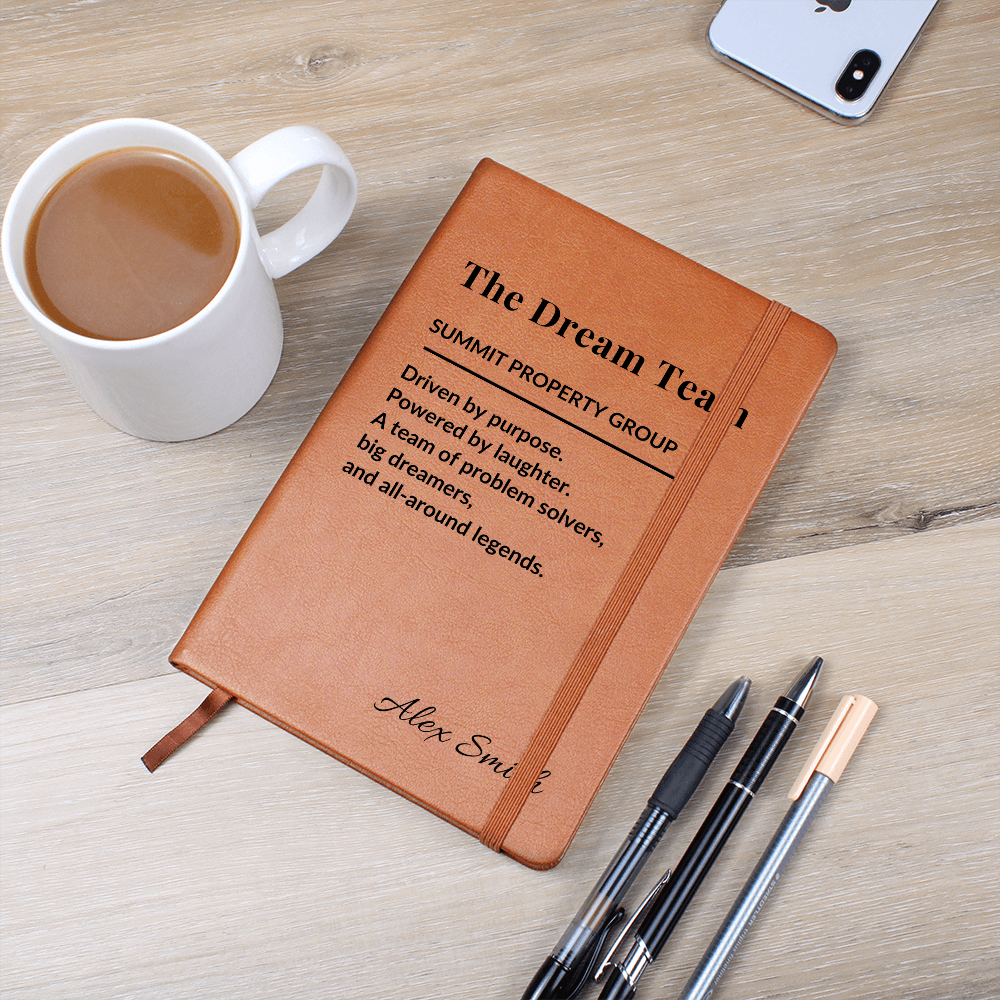 Dream Team Journal – Personalized Team Gift for Coworkers, Staff, Boss, Employees – Custom Appreciation Notebook for Any Group