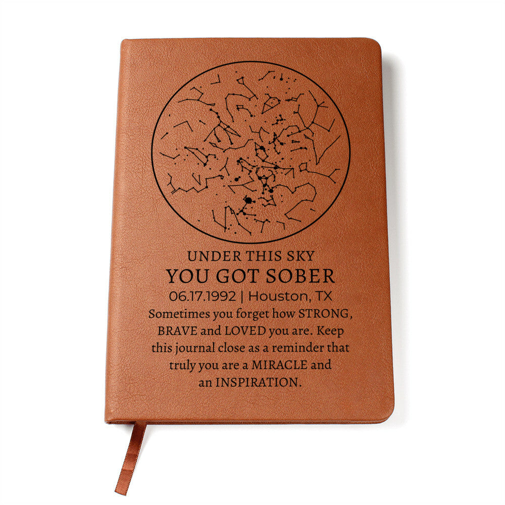 Sober Anniversary Custom Star Map By Date | Personalized Sober Date Sobriety Journal