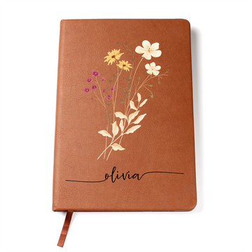 Wildflower Personalized Journal with Name & Date – Custom Floral Notebook Gift for Her, Bridesmaid, Mom, Bride Gratitude Diary for Women