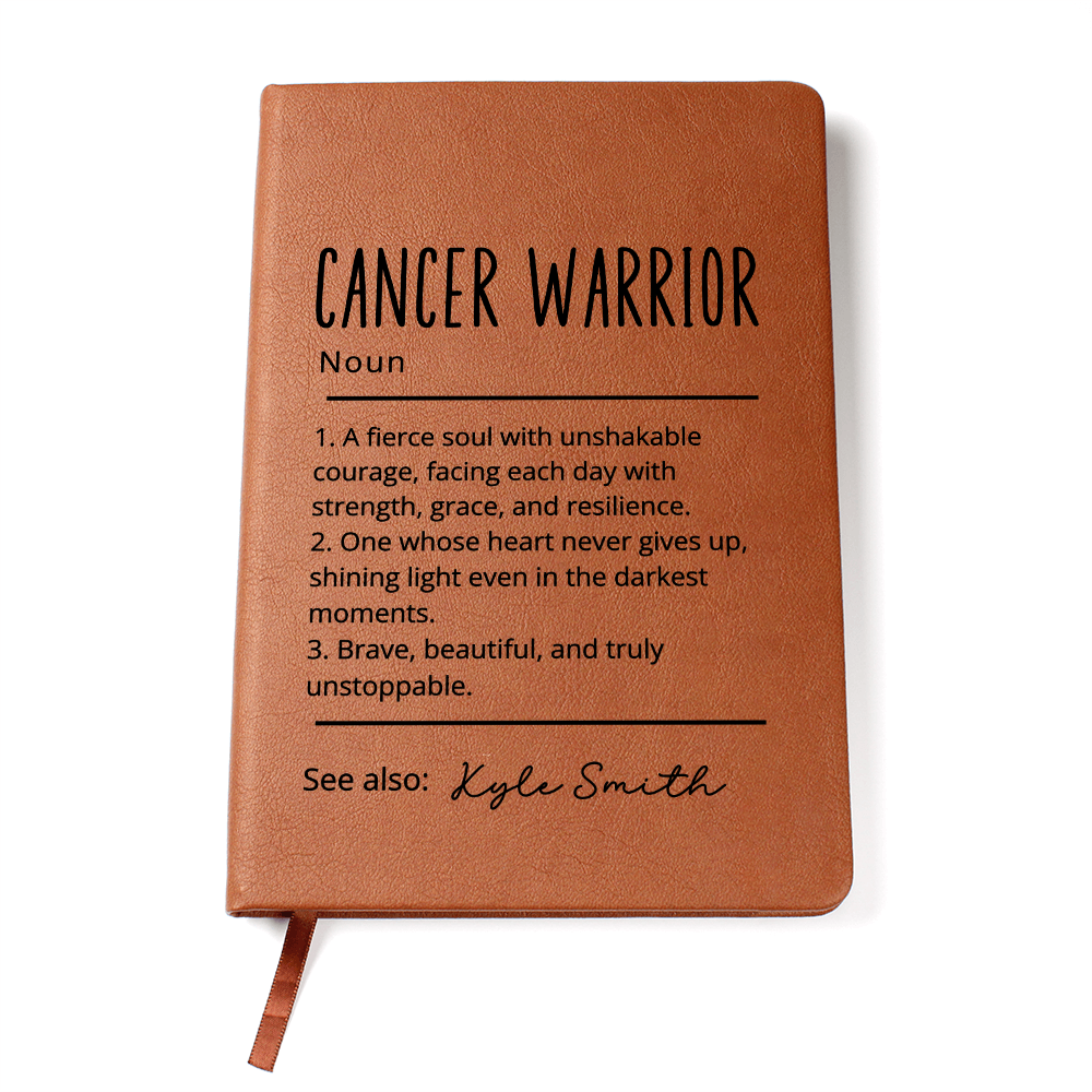 Cancer Warrior Journal, Personalized Vegan Leather Notebook, Custom Name Cancer Survivor Gift, Encouragement Journal, Christmas Gift Idea