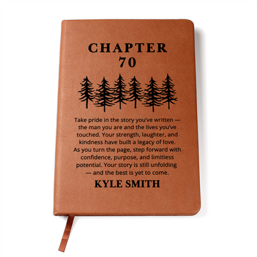 Personalized 70th Birthday Journal for Men | Custom Name Leather Notebook Gift | Chapter 70 Keepsake Book for Dad Grandpa Husband