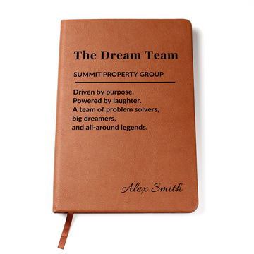 Dream Team Journal – Personalized Team Gift for Coworkers, Staff, Boss, Employees – Custom Appreciation Notebook for Any Group