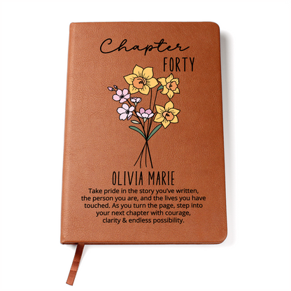 40th Birthday Gift for Her or Him-Chapter 40 Name Journal, Birth Month Flower Notebook, Sentimental Personalized Birthday Gift for Daughter