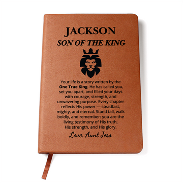 Personalized Son of the King Journal | Custom Name Christian Gift for Boys | Faith Notebook from Aunt Uncle Godparent Graduation Birthday