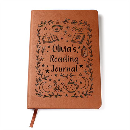 Personalized Reading Journal for Book Lovers – Custom Book Review Custom Vegan Leather Notebook Gift for Women, Teens, Teachers, Students