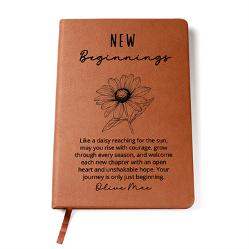 New Beginnings Daisy Personalized Journal | New Job, Graduation, Farewell, Good Luck, Divorce, Inspirational Gift for Her, Women New House