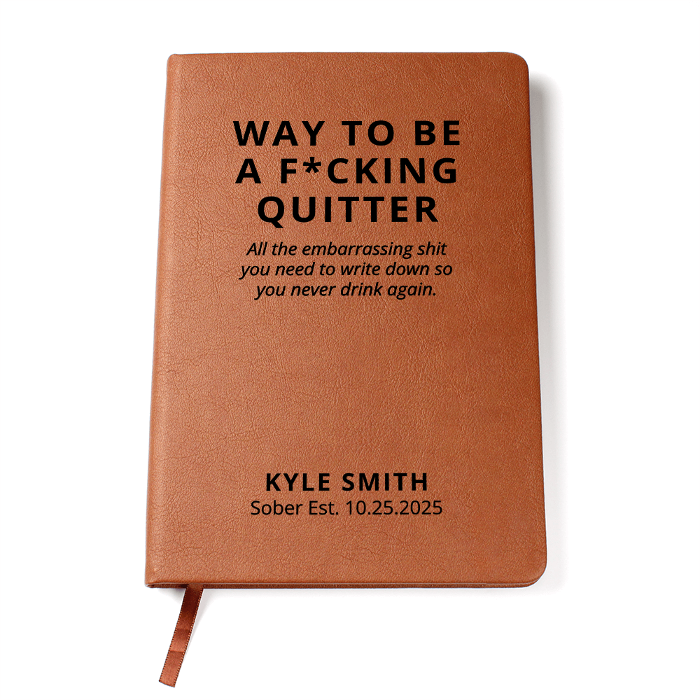 Personalized Sober Date Journal, Custom Name Vegan Leather Notebook, Sobriety Gift, Encouragement Recovery Anniversary Keepsake, Xmas