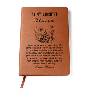 To My Daughter Personalized Journal – Vegan Leather Gift from Mom, Custom Name Journal, Meaningful Birthday or Graduation Gift