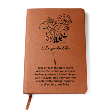 Personalized Name and Birth Flower Journal Birthday Gift for Women