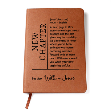 New Chapter Personalized Journal • Vegan Leather Notebook • Graduation Gift • Retirement Gift • New Beginning Gift for Her or Him