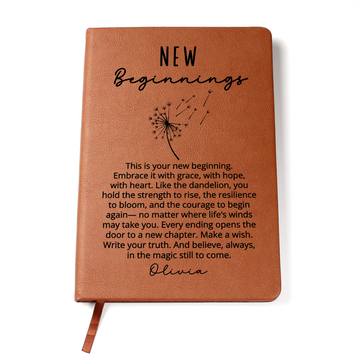Personalized New Beginnings Journal for Her | Dandelion Fresh Start Gift, Retirement, Divorce, Graduation, New Chapter Notebook