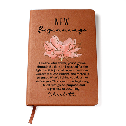 Lotus Flower New Beginnings Custom Journal Meaningful Divorce Break Up Strength Gift New Job Gift for Her Moving Gift, Clean Slate