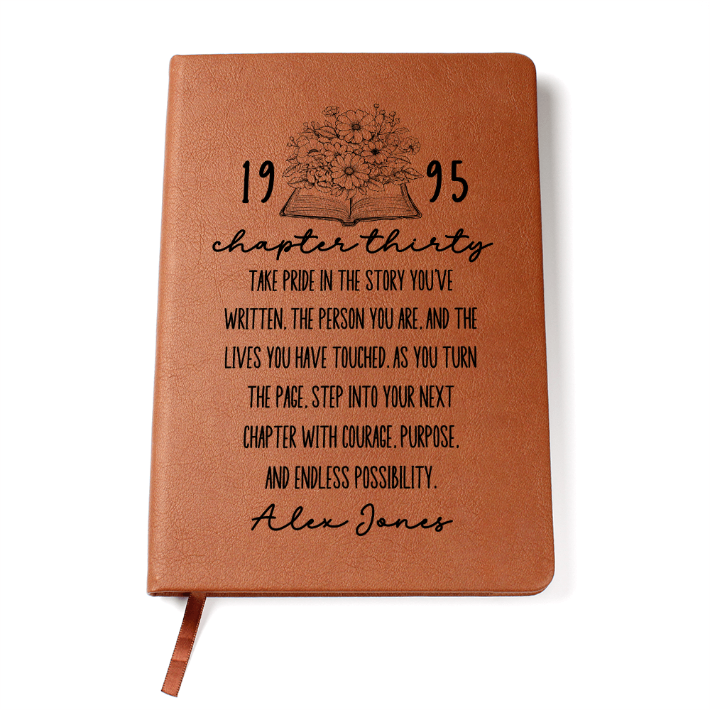 Custom New Chapter Name And Year Journal Personalized 30th Birthday Gift Vintage 30th Birthday Party Vintage Est 1995