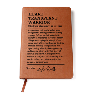 Personalized Heart Transplant Warrior Journal | Custom Name Vegan Leather Notebook | Transplant Survivor Gift | Organ Donation Keepsake