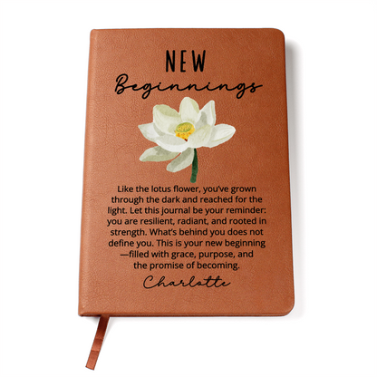 New Beginnings Gift Journal – Lotus Flower Encouragement Gift for Her – Fresh Start, Divorce, Recovery, Sobriety, Starting Over Gift