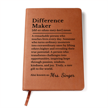 Personalized Difference Maker Vegan Leather Journal: Mentor Gift