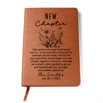 Christian Wedding Gift for Couple | Personalized Faith Journal with Name and Date | God-Centered Marriage Keepsake New Chapter Notebook