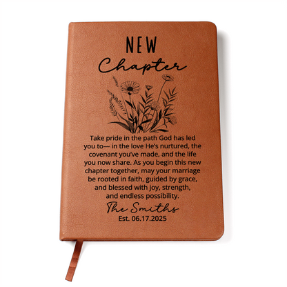 Christian Wedding Gift for Couple | Personalized Faith Journal with Name and Date | God-Centered Marriage Keepsake New Chapter Notebook
