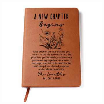A New Chapter Begins Wedding Journal | Personalized Couple Notebook with Name & Date | Custom Floral Keepsake | Bride Groom Gift