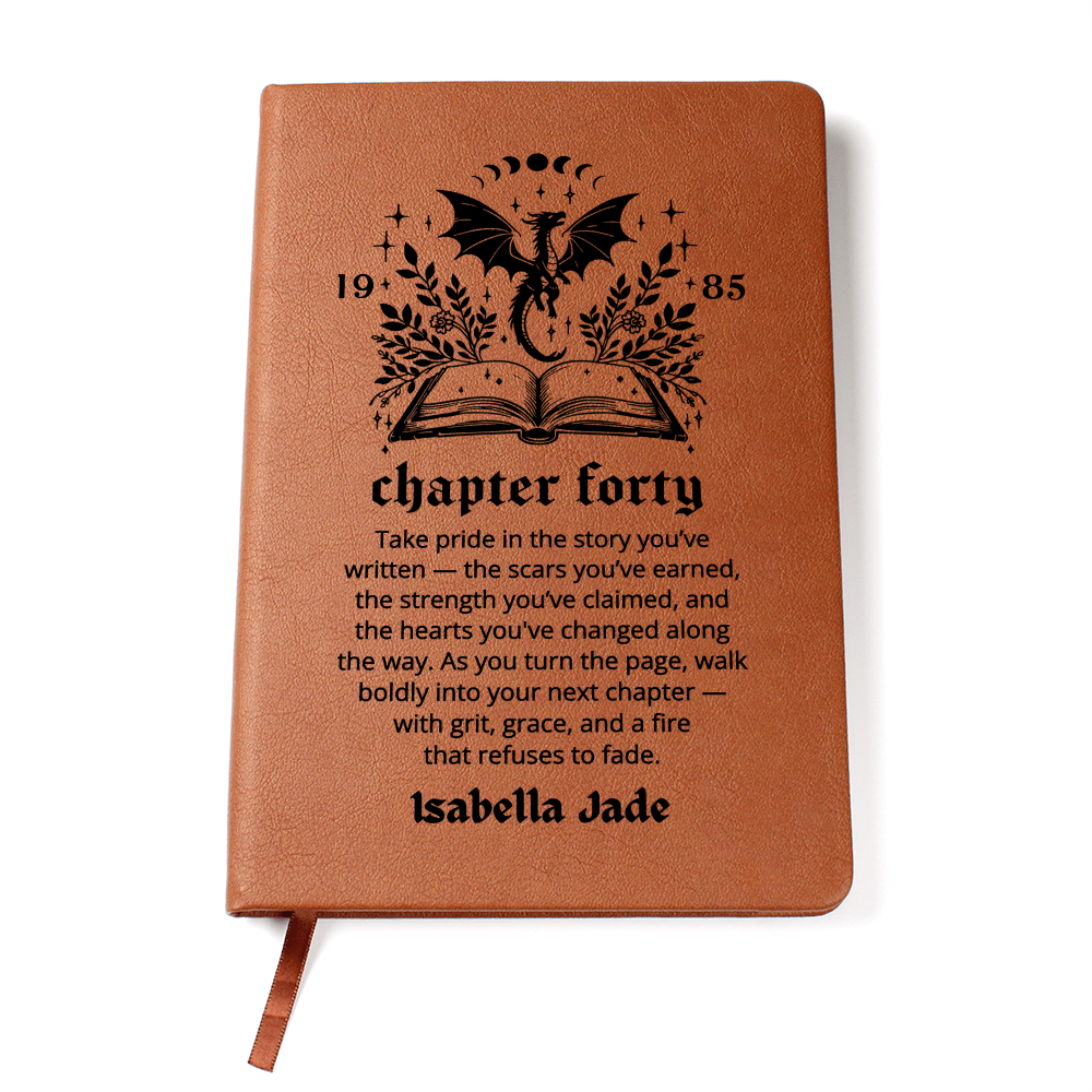 Chapter Forty Custom Journal, Bookish Fortieth Birthday Gifts, Personalized 40th Birthday Name Book, Coworker Friend Birthday Gifts for Her