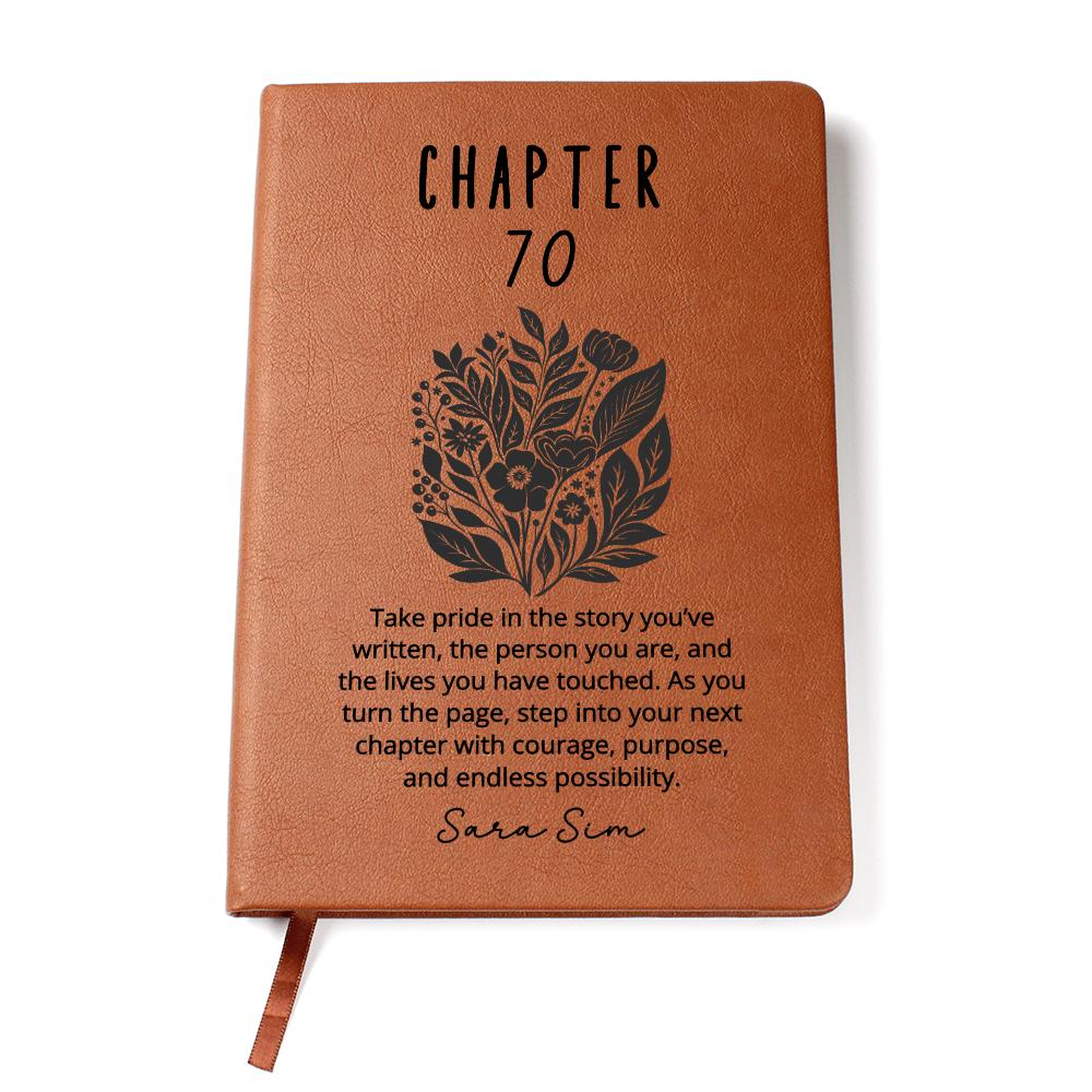 Chapter 70 Journal Personalized 70th Birthday gift for her, Notebook for turning 70, Milestone journal for best friend Sister Grandma