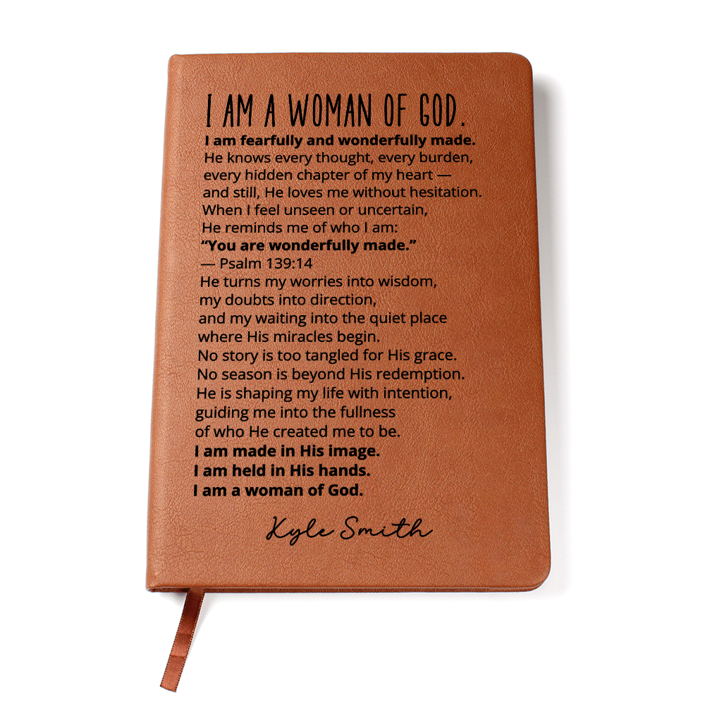 Christian Woman of God Journal Personalized Faith Notebook Custom Name Inspirational Scripture Gift