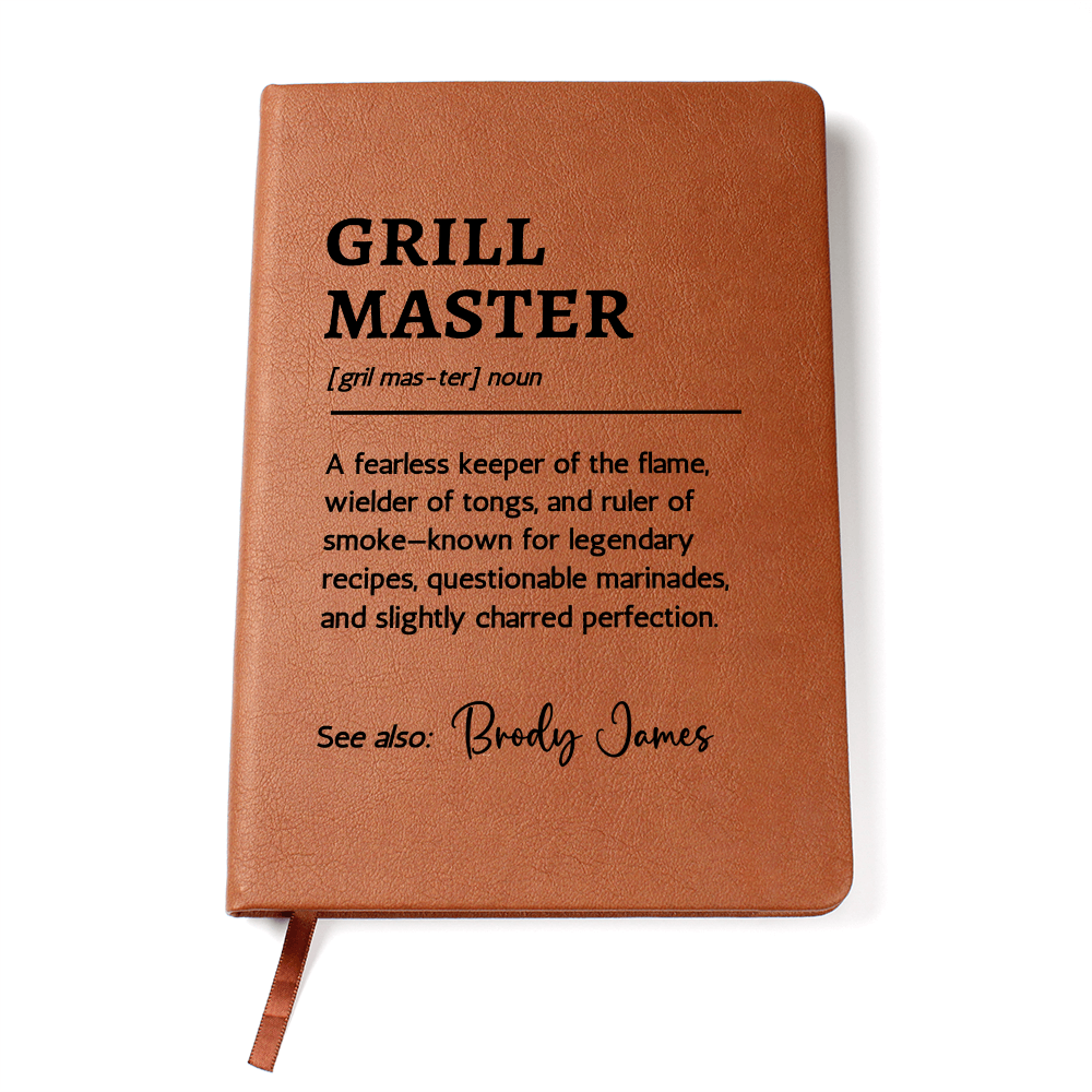Personalized Grill Master Recipe Book | Custom BBQ Journal with Name, Funny Secret Recipes Cookbook Gift for Dad, Grandpa, or Friend