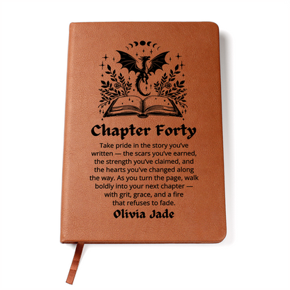 Forty Birthday Gift Best Friend Personalized Name Journal Gift for Her Bookish 40th Birthday Gift For Book Lovers Fortieth One More Chapter