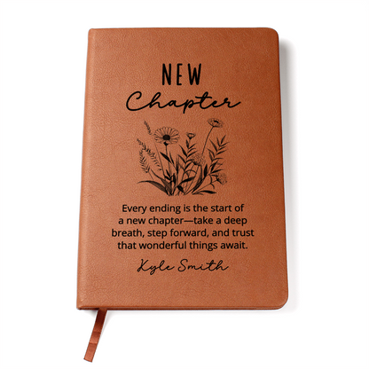 New Chapter Personalized Name Vegan Leather Journal, Cute Birthday | New Beginnings | Fresh Start Gift for Her | Gift for Friend