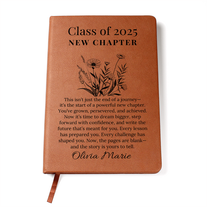 College Graduation Gift For Her, Personalized Vegan Leather Journal, Custom Notebook For Daughter, Niece, Graduation Keepsake Class Of 2025 Gift