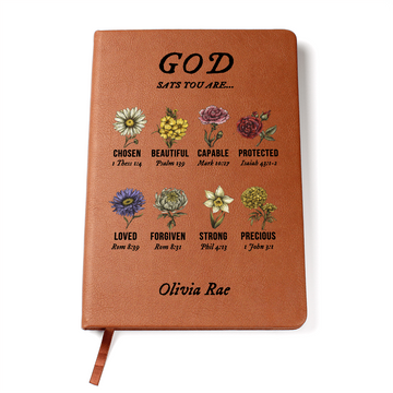 God Says You Are Personalized Prayer Journal For Women Custom Positive Affirmations Diary Christian Gift Religious Gift for Girls Notebook