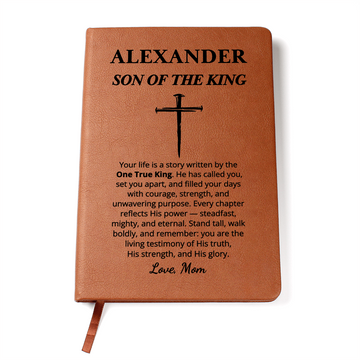 Personalized Son of the King Journal with Cross | Custom Christian Gift for Boys | Christmas Easter Baptism Confirmation Graduation Notebook
