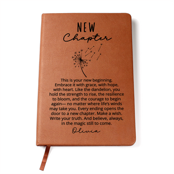 Personalized New Chapter Journal for Her | Dandelion Fresh Start Gift, Retirement, Divorce, Graduation, New Beginnings Notebook