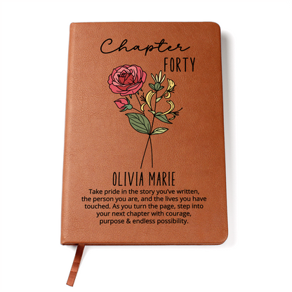 Chapter 40 Birth Month Flower Notebook | 40th Birthday Gift for Her Name Journal , Sentimental Personalized Birthday Gift for Daughter