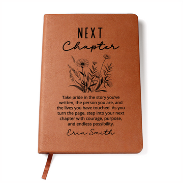 Personalized Next Chapter Journal, Wild Flowers Graduation Gift, New School, New Job, Retirement, Farewell Gift, Custom Name Notebook