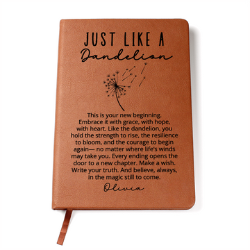 Personalized New Beginnings Journal for Her Dandelion Fresh Start Gift, Retirement, Divorce, Graduation, New Chapter Notebook