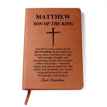 Personalized Son of the King Journal with Cross | Custom Name Christian Gift for Boys | Faith Notebook from Parent Grandparent Godparent