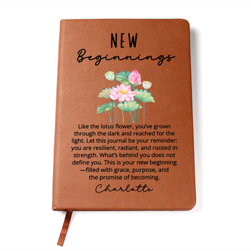Personalized Lotus Flower Journal for Her – New Chapter Encouragement Gift – Divorce, Healing, Self Love, Recovery, Starting Over Notebook