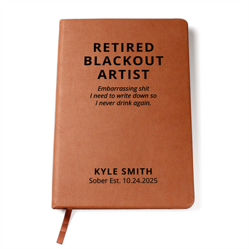 Personalized Sober Date Journal, Custom Name Vegan Leather Notebook, Sobriety Gift, Recovery Anniversary Keepsake, Clean Date Gift